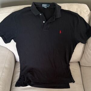 Polo by Ralph Lauren Men's Polo Shirt in Black with Red Logo size small